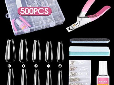 Kit De UñAs Postizas Transparentes, 500 Piezas False Nails, 10 TamañOs, Puntas De UñAs Con Forma De AtaúD FrancéS, Salones De UñAs Para Mujeres Embalaje Deteriorado For Sale