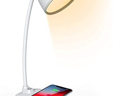 Wikipoze - LED Lamparas De Mesita de Noche Color Blanco, Regulable con Carga Inalámbrica para Smartphone Cable de Alimentación de 1, 5m Reacondicionado Fashion