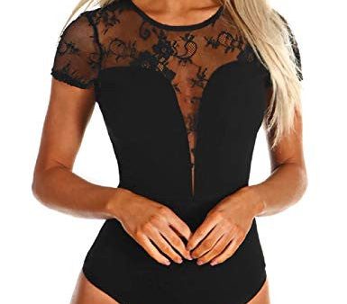 Uranus Mono de manga larga para mujer Clubwear elástico de malla transparente, M-Negro, XL Reacondicionado Supply