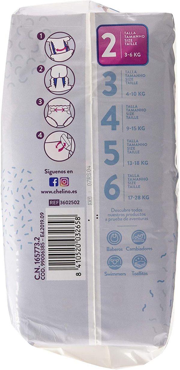 Chelino Pañal para recién nacido, Talla 2 (3-6 kg) (28 unidades) Online