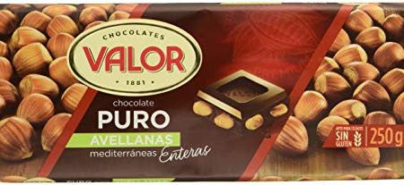 Valor - Chocolate Puro con Avellanas Mediterráneas Enteras. Chocolate Valor sin Gluten. Intenso Sabor y Aroma. Apto para Celiacos - 250g Embalaje Deteriorado Online now