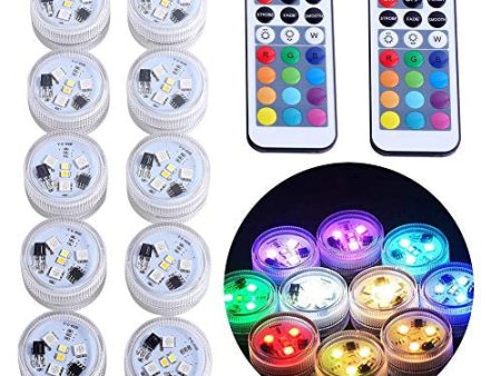 10 velas de té LED sumergibles con 2 mandos a distancia, blanco cálido, cambio de color RGB, impermeables Reacondicionado Online